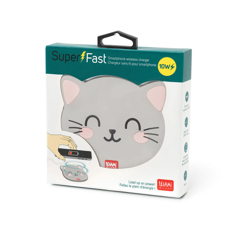 Legami Super Fast Smartphone Wireless Charger - Kitty image number 1