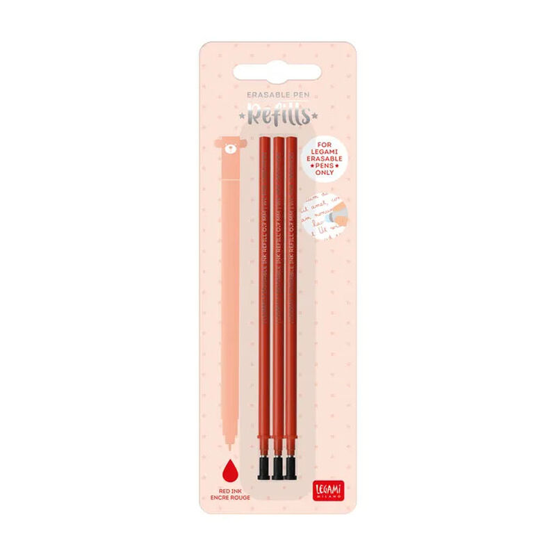 Legami Refill Erasable Pen - Red - 3Pc Pack image number 0