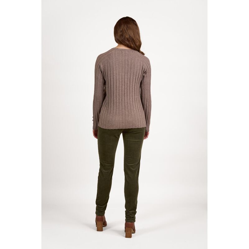 Vassalli Round Neck Ribbed Knit Jumper With Dome Cuff Detail image number 11