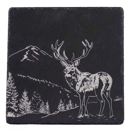 Selbrae House Slate Pot Stand -Scenic Stag
