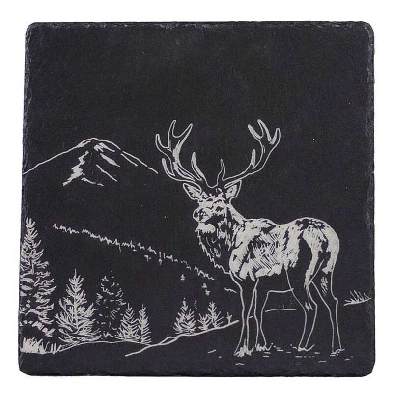 Selbrae House Slate Pot Stand -Scenic Stag image number 0