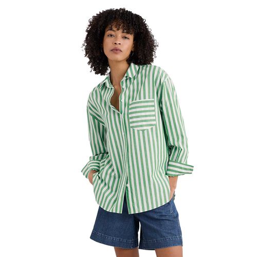 Seasalt Cornwall Sea Path Shirt Mini Scallion Stripe Hedgerow