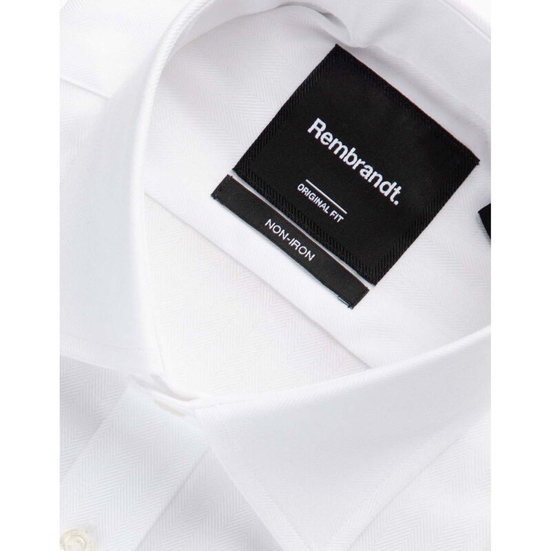 Rembrandt York White Herringbone Non-Iron Shirt image number 3