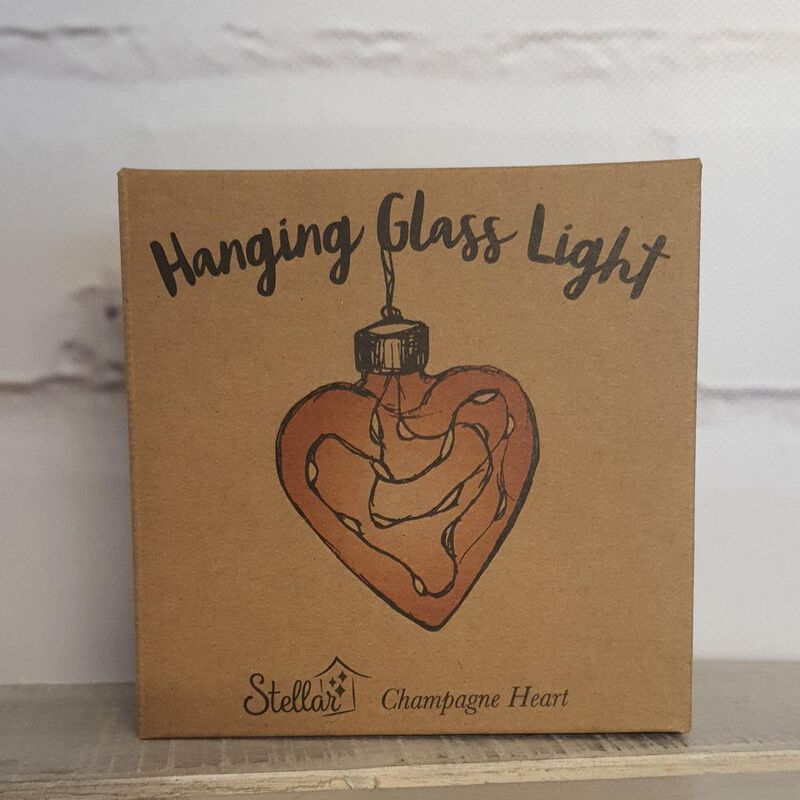 Stellar Haus Champagne Tint Heart Hanging Glass Light 12cm image number 1