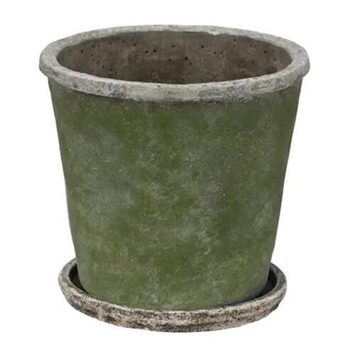 French Country Evergreen Plant Pot & Saucer Large