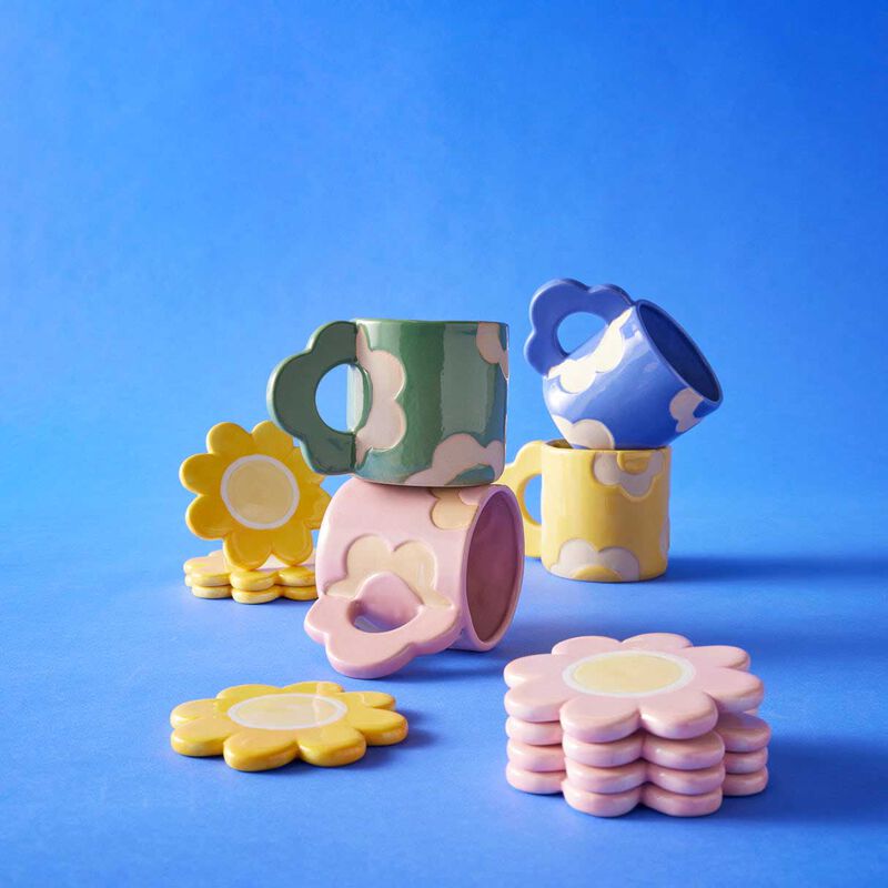 Emporium Posey Flower Coasters Set Of 4 - Yellow image number 3