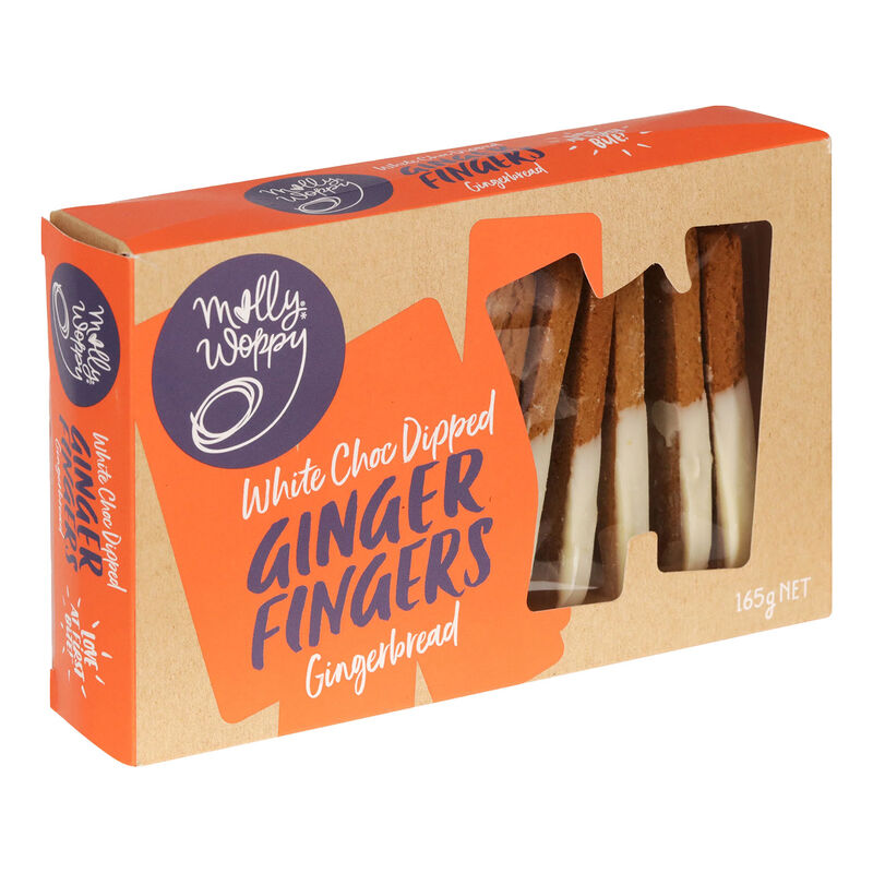 Molly Woppy White Chocolate Dipped Ginger Fingers 165g image number 0