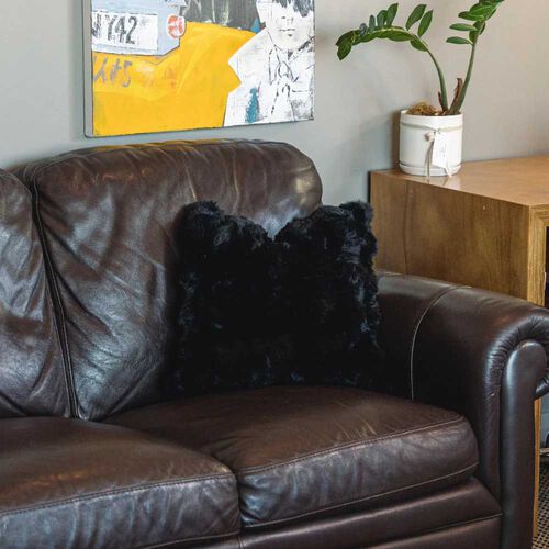 Top Drawer Black Bear Fur Cushion With Inner 45x45cm