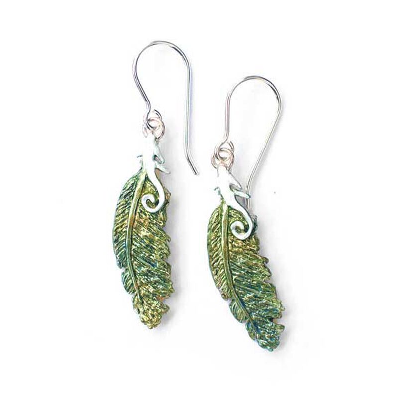 Lilygriffin Jewellery Handpainted Kereru Feather Earrings image number 0