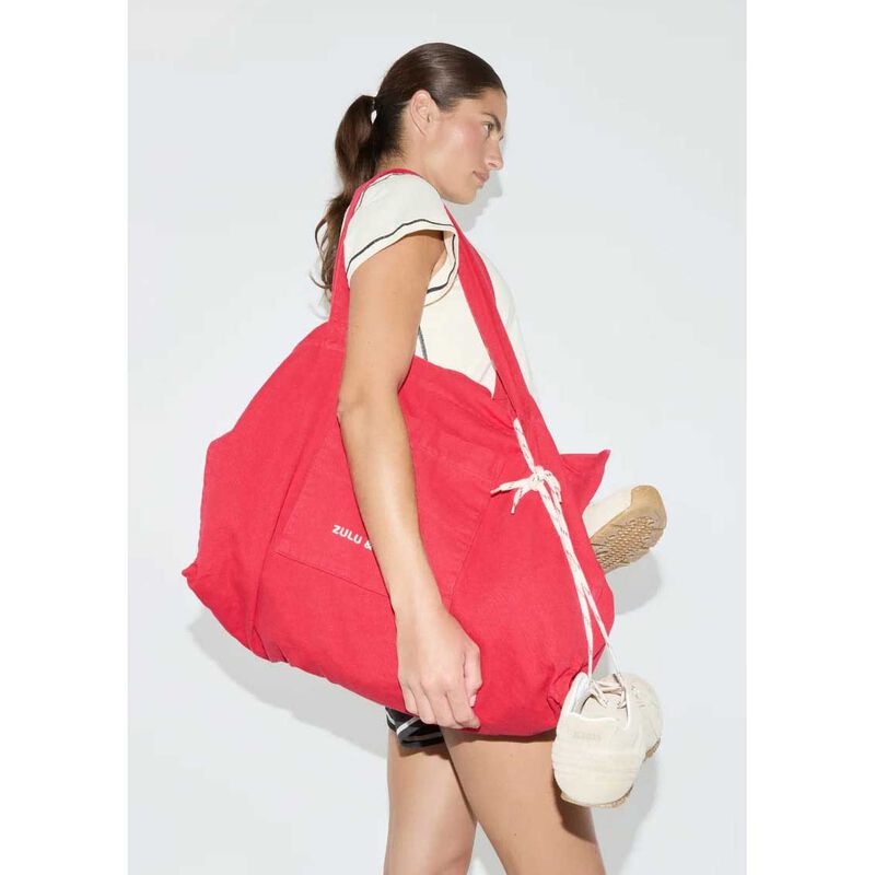 Zulu & Zephyr Red Cotton Canvas Tote Bag image number 1