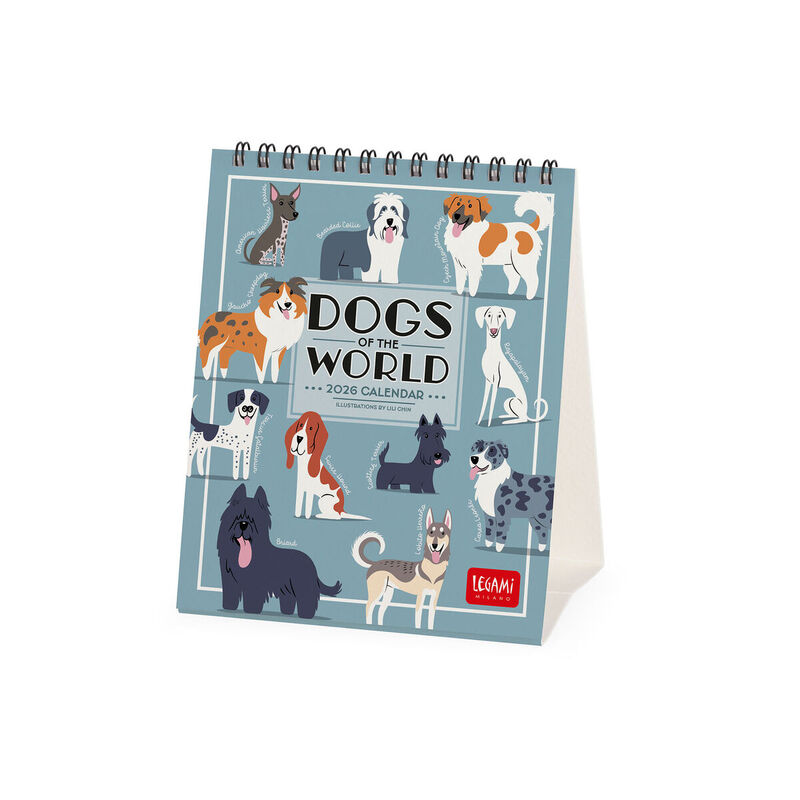 Legami Dogs Of The World 2026 Desk Calendar 12x14.5cm image number 0