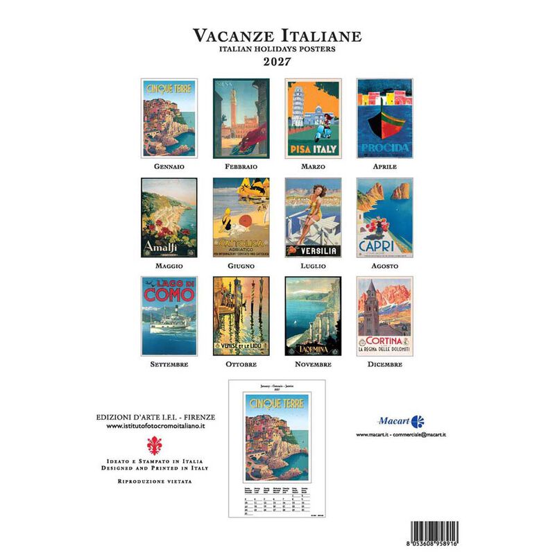 Istituto Fotocromo Vacanze Italiane Italiano Medium Art Calendar 2027 image number 2