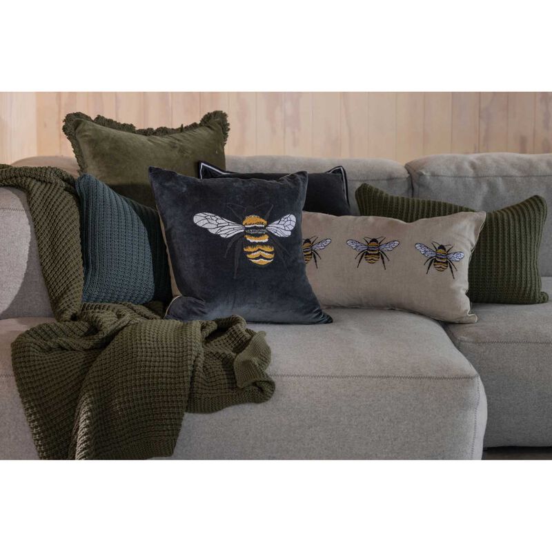 Wallace Cotton Bee Embroidered Square Cushion Cover image number 2