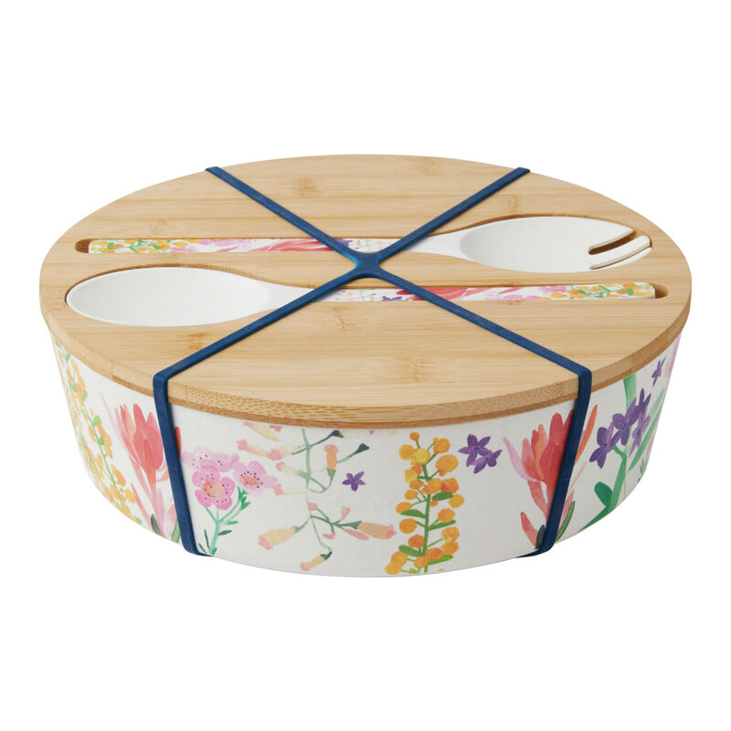 Maxwell & Williams Wildflowers Bamboo Lid Salad Bowl 25cm image number 1