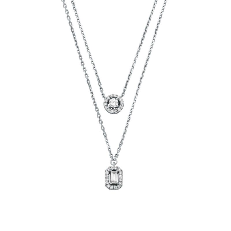 Michael Kors Sterling Silver Halo Double Layer Necklace image number 0