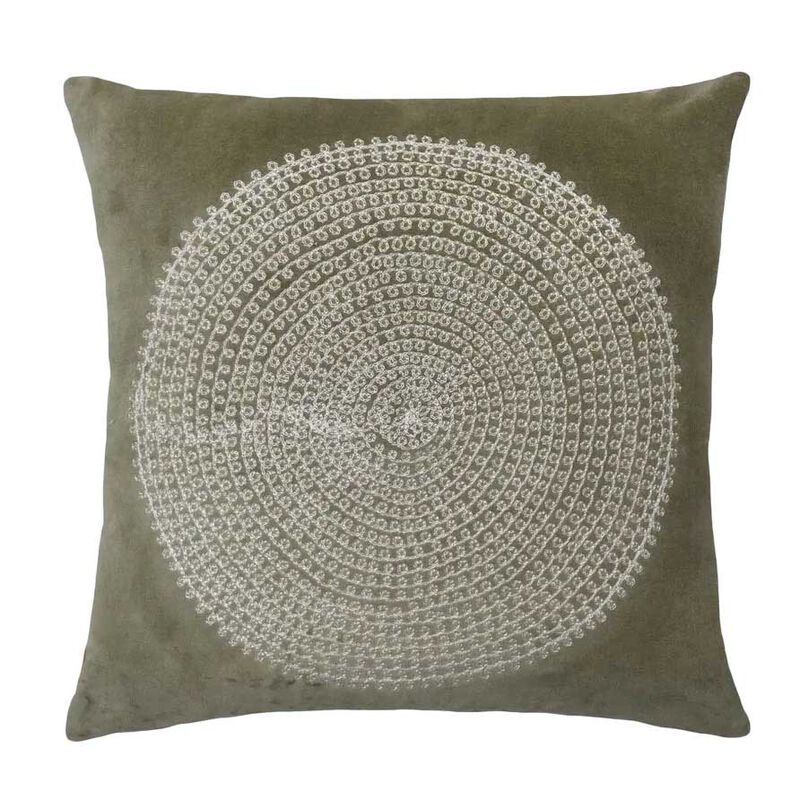 French Country Embroidered Circle Velvet Cushion Cover image number 0
