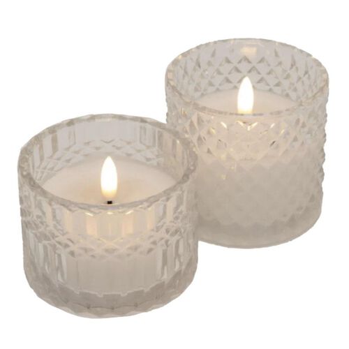 Stellar Haus Clear Argyle-Cut Glass AAA LED Candle