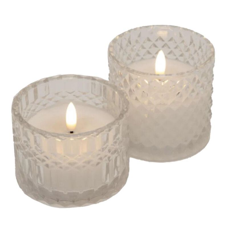 Stellar Haus Clear Argyle-Cut Glass AAA LED Candle image number 0