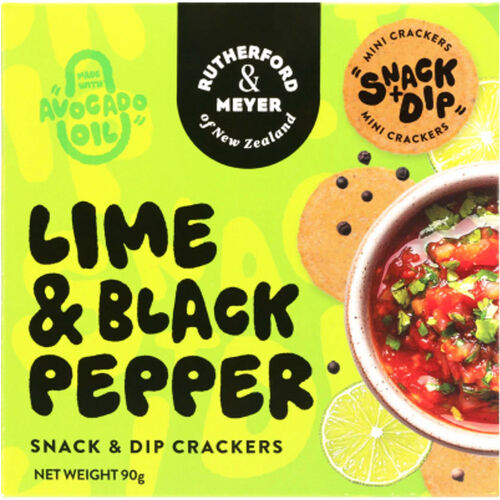 Rutherford & Meyer Snack & Dip Crackers Lime & Black Pepper 90g