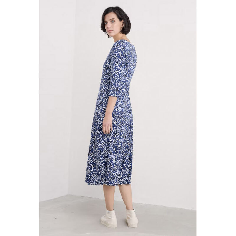 Seasalt Cornwall 3/4 Secret Cove Dress Harbour Floral Washed Marine image number 1