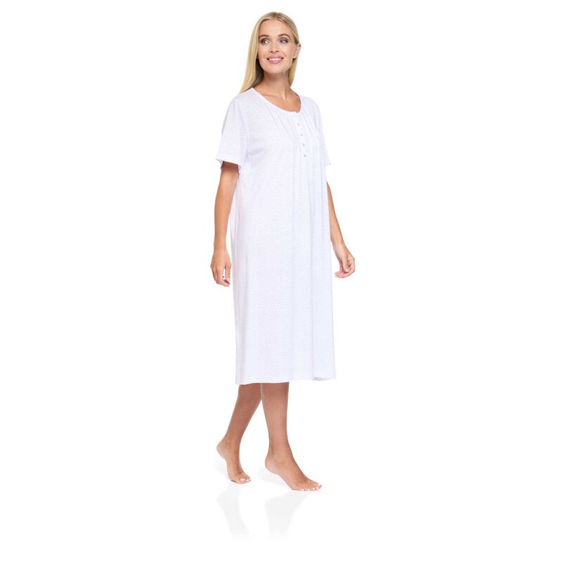 La Marquise Vertical Dots Cotton Rich Jersey Classic Dotted Ss Nightdress image number 2