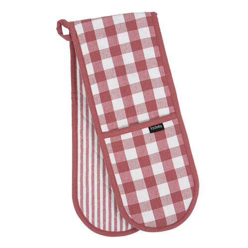Ladelle Eco Gingham Blush Double Oven Mitt