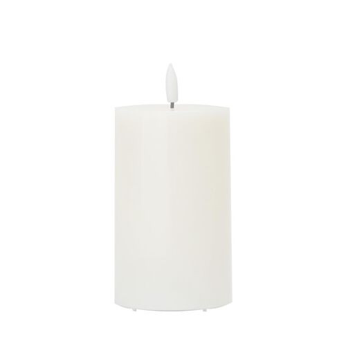 Stellar Haus White Pillar Indoor LED Candle With Timer  12.5x7.5cm - Medium