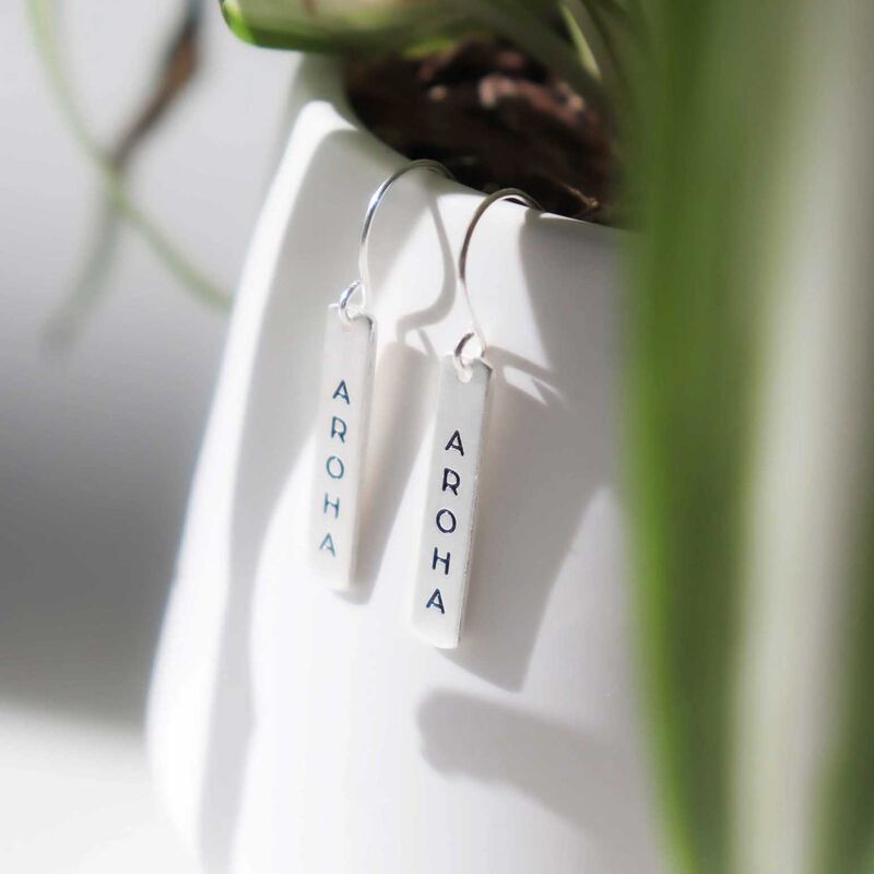 Little Taonga Te Reo Aroha Earrings - Silver image number 1