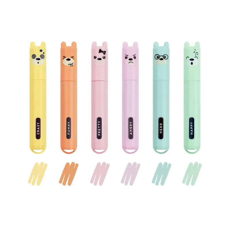 Legami Teddy's Style Mini Pastel Highlighters Set of 6 image number 1