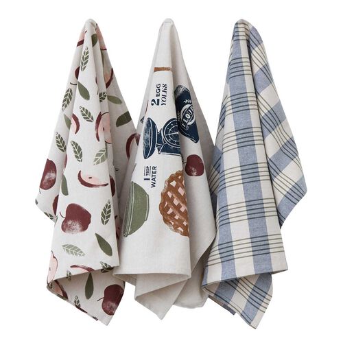 Wallace Cotton Apple Grove Tea Towels Set Of 3