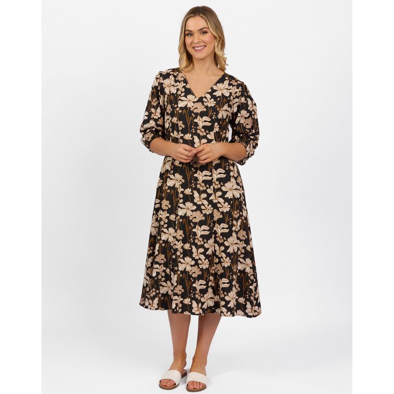 Vassalli V Neck Dress With Elbow Length Sleeve image number 3