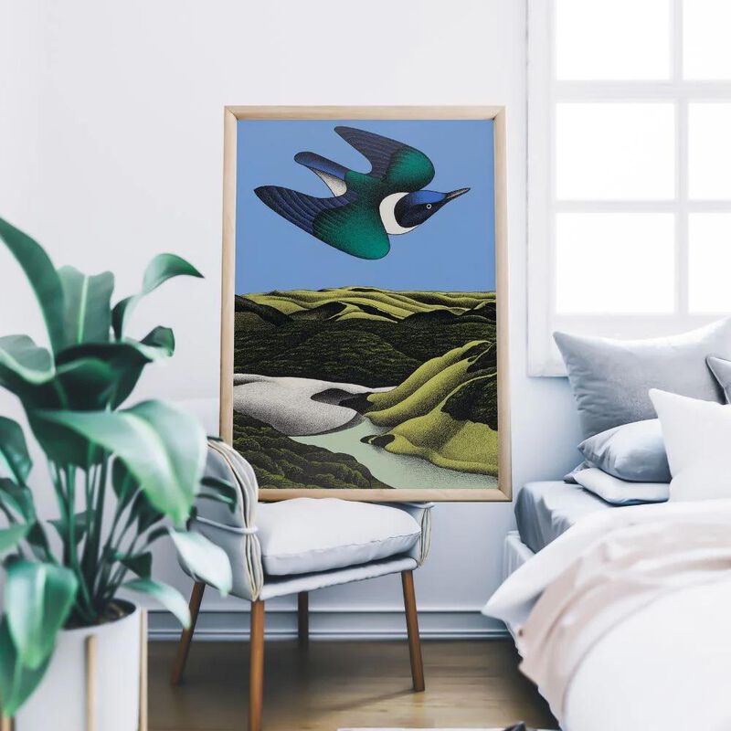 Don Binney Swoop Of The Kotare Wainamu Print image number 1