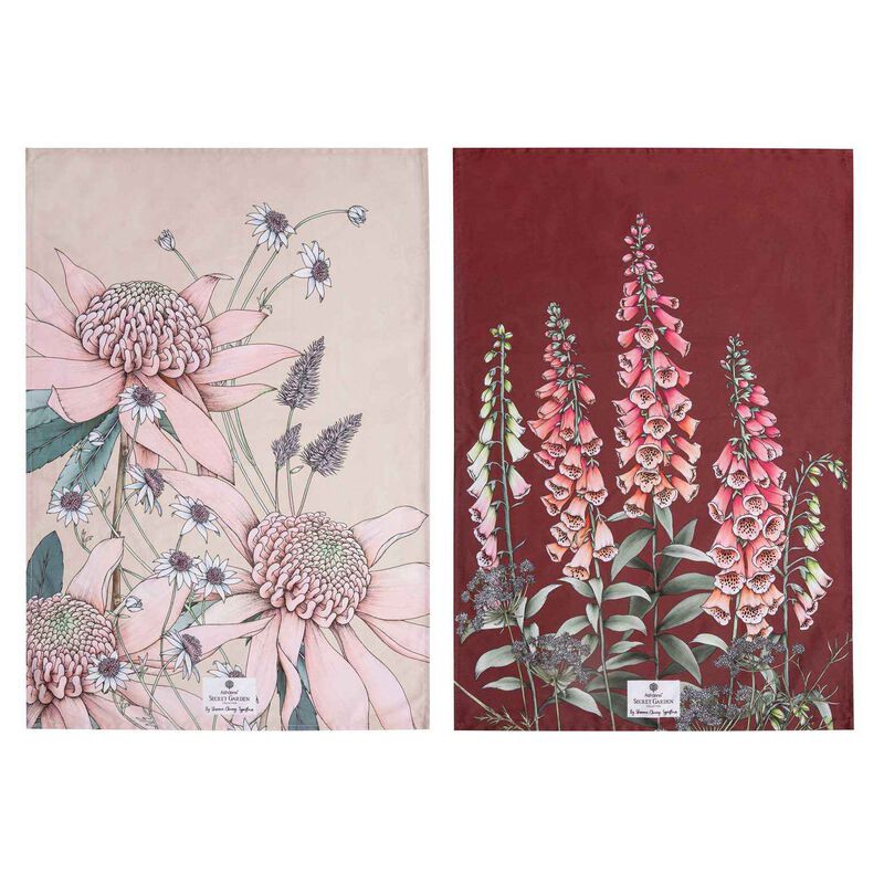 Ashdene Secret Garden Pink Kitchen Towel - 2 Pack image number 0