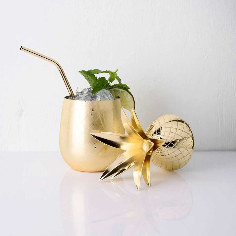 Viski Belmont: 16 Oz. Gold Pineapple Tumbler image number 3