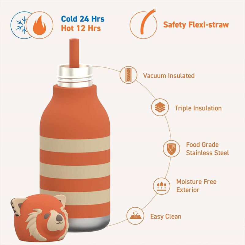 Asobu Bestie Bottle Red Panda Double Wall Insulated Bottle 460ml Orange image number 2