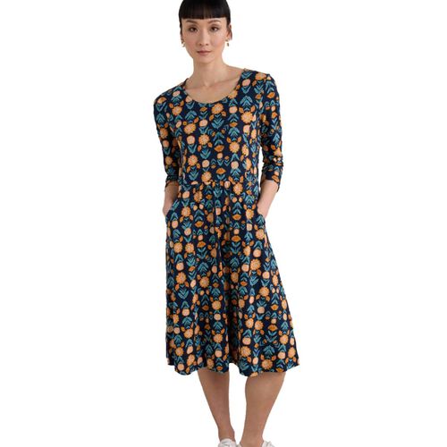 Seasalt Cornwall 3/4 Enor Dress Marigold Woodblock Maritime