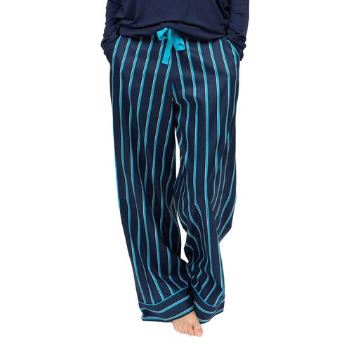 Cyberjammies Marina Navy Printed Stripe Wide Leg Pyjama Bottoms