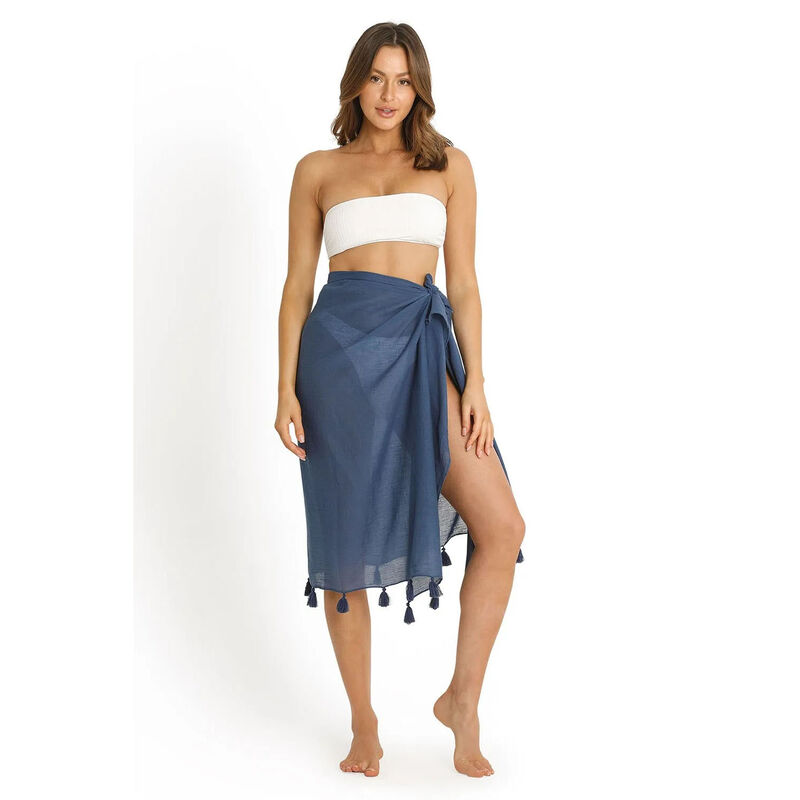 Sunseeker Resort Tassel Hem Sarong - Denim image number 1