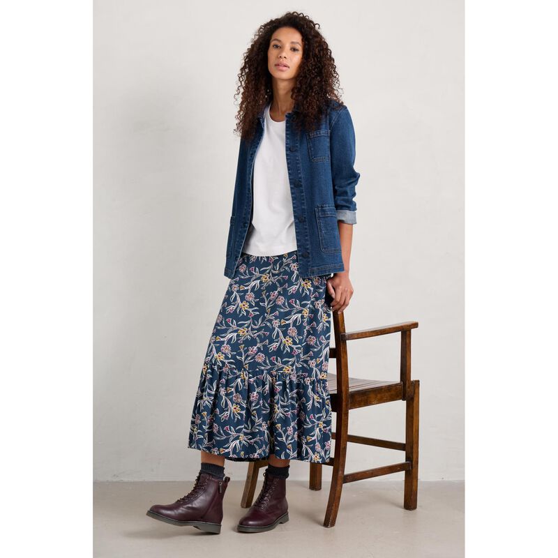 Seasalt Cornwall Wildflower Skirt Printed Plant Squall image number 3