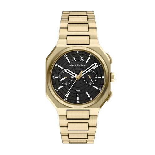 Armani Exchange Bass Dual-Time Gold-Tone Stainless Steel Watch