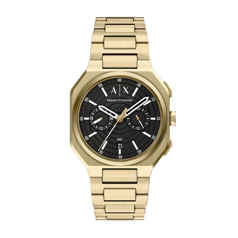 Armani Exchange Bass Dual-Time Gold-Tone Stainless Steel Watch image number 0