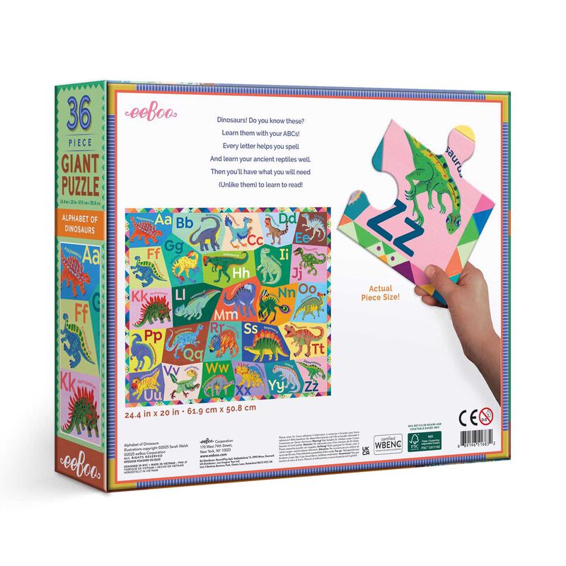 Eeboo  36Pc Giant Puzzle Alphabet Of Dinosaurs image number 2