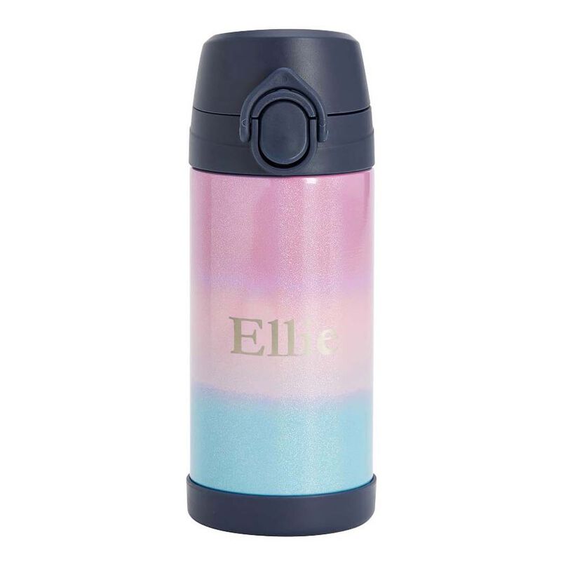 Pottery Barn Kids Mackenzie Water Bottle Rainbow Ombre Glitter Sparkle image number 0