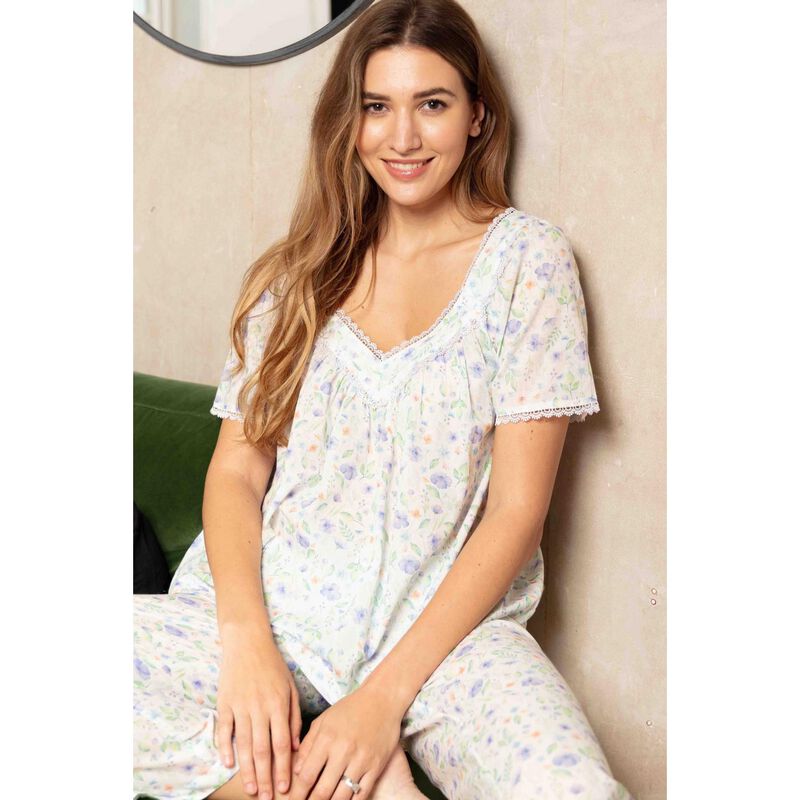 Cottonreal Cotton Voile Pansy Slip-On Pj Set image number 1