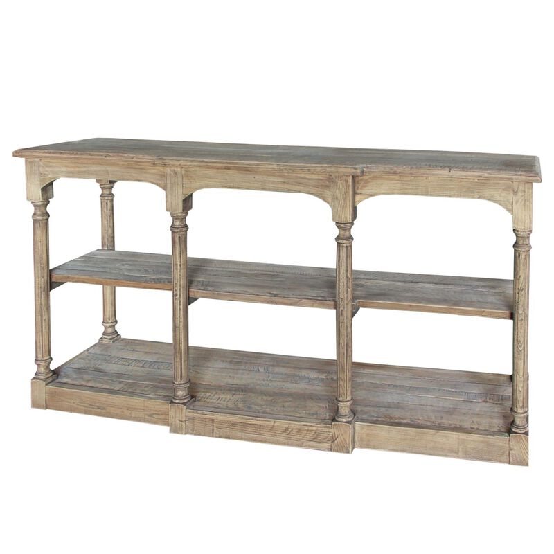 French Country Breakfront Hall Table Reclaimed Oak image number 0