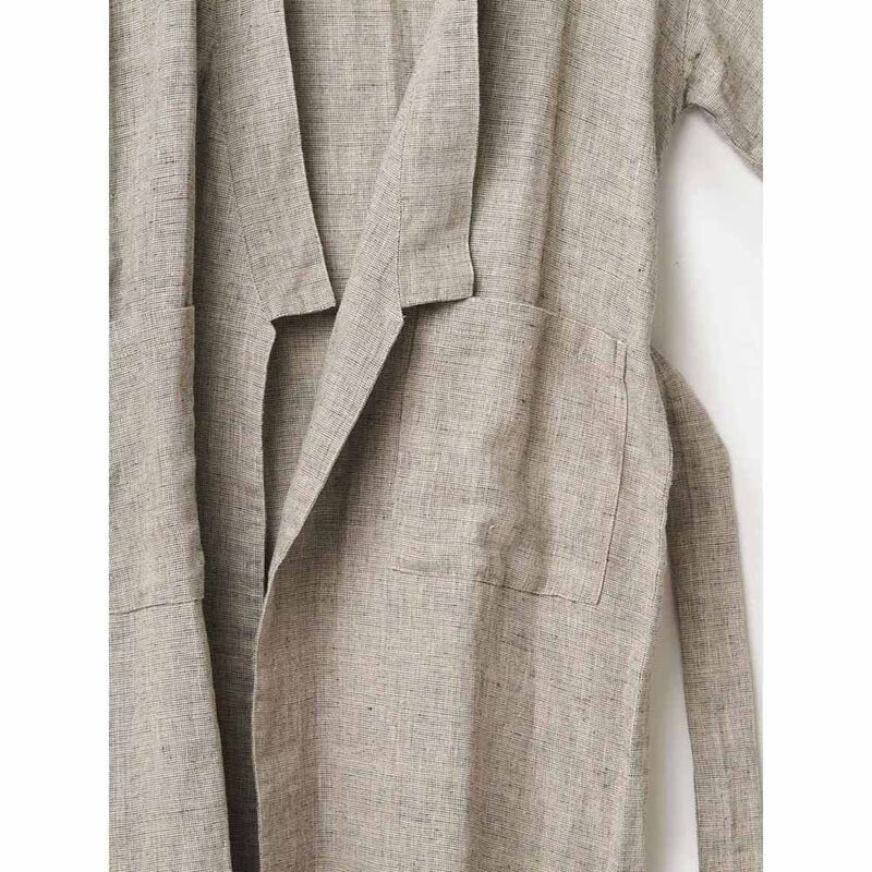 Città Chambray Linen Robe Black/Natural S/M image number 1