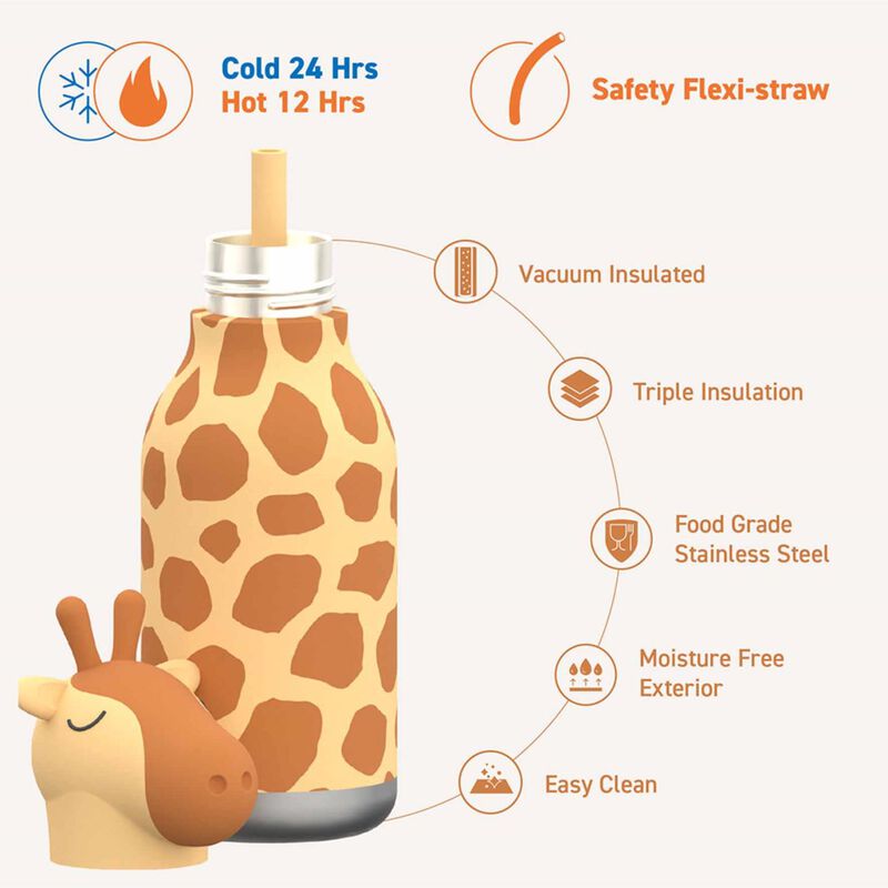 Asobu Bestie Bottle Giraffe Double Wall Insulated Bottle 460ml Brown image number 2