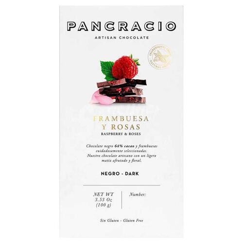 Pancracio Dark Chocolate with Raspberry & Rose 100g