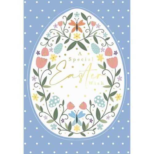 Image Gallery Easter Egg White Dots On Blue Card