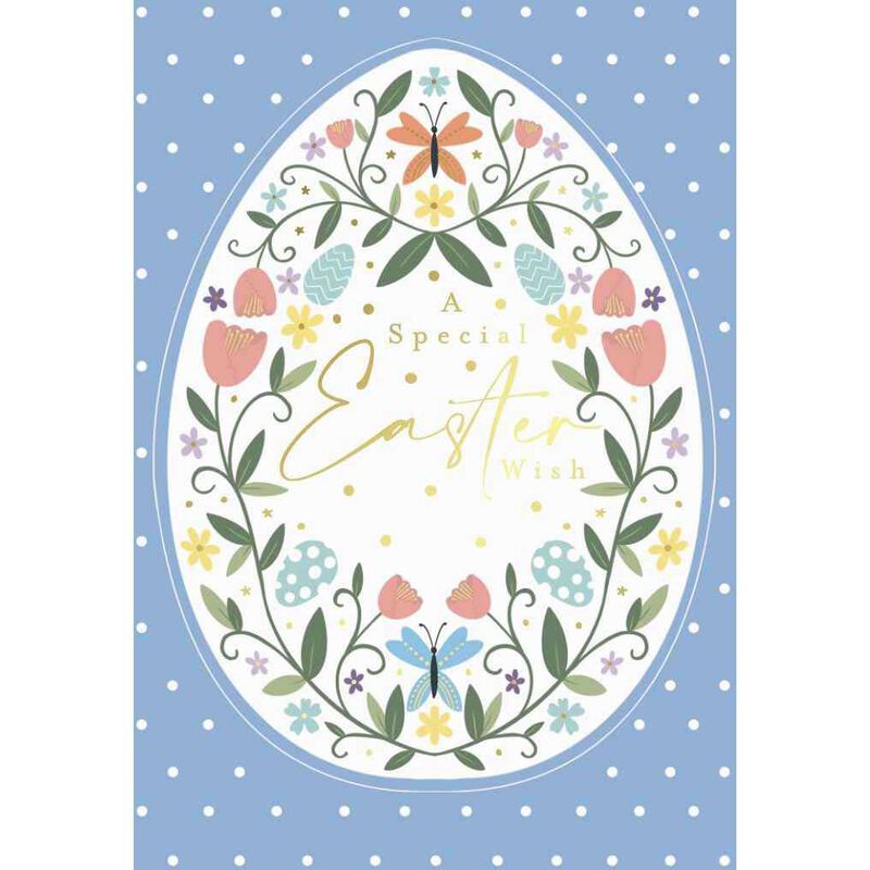 Image Gallery Easter Egg White Dots On Blue Card image number 0